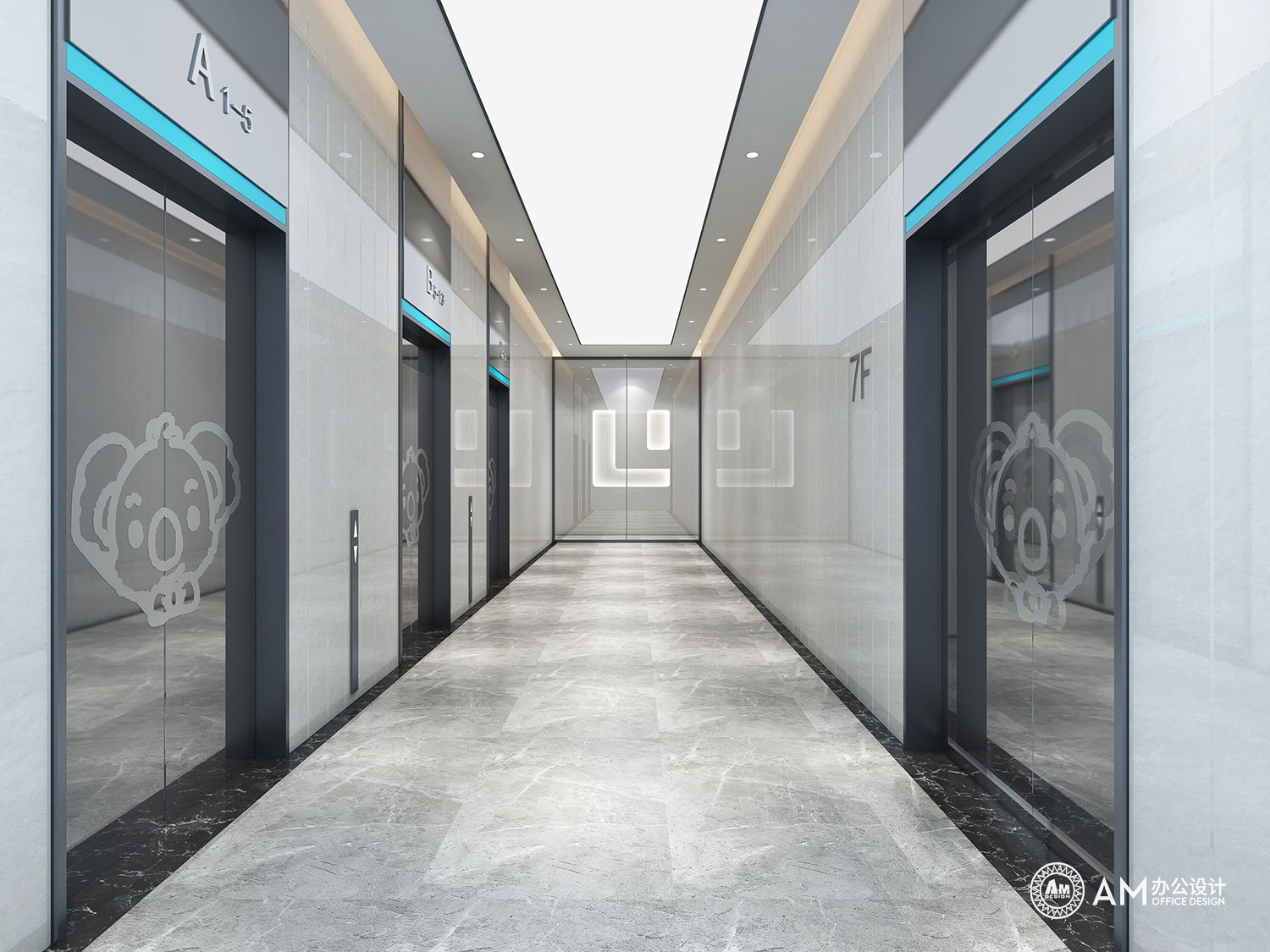 AM設計 | 北京拉卡拉控股集團辦公室電梯廳設計