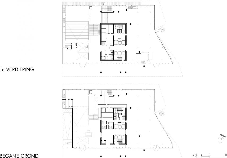 集团总部扩建设计首层&二层平面图