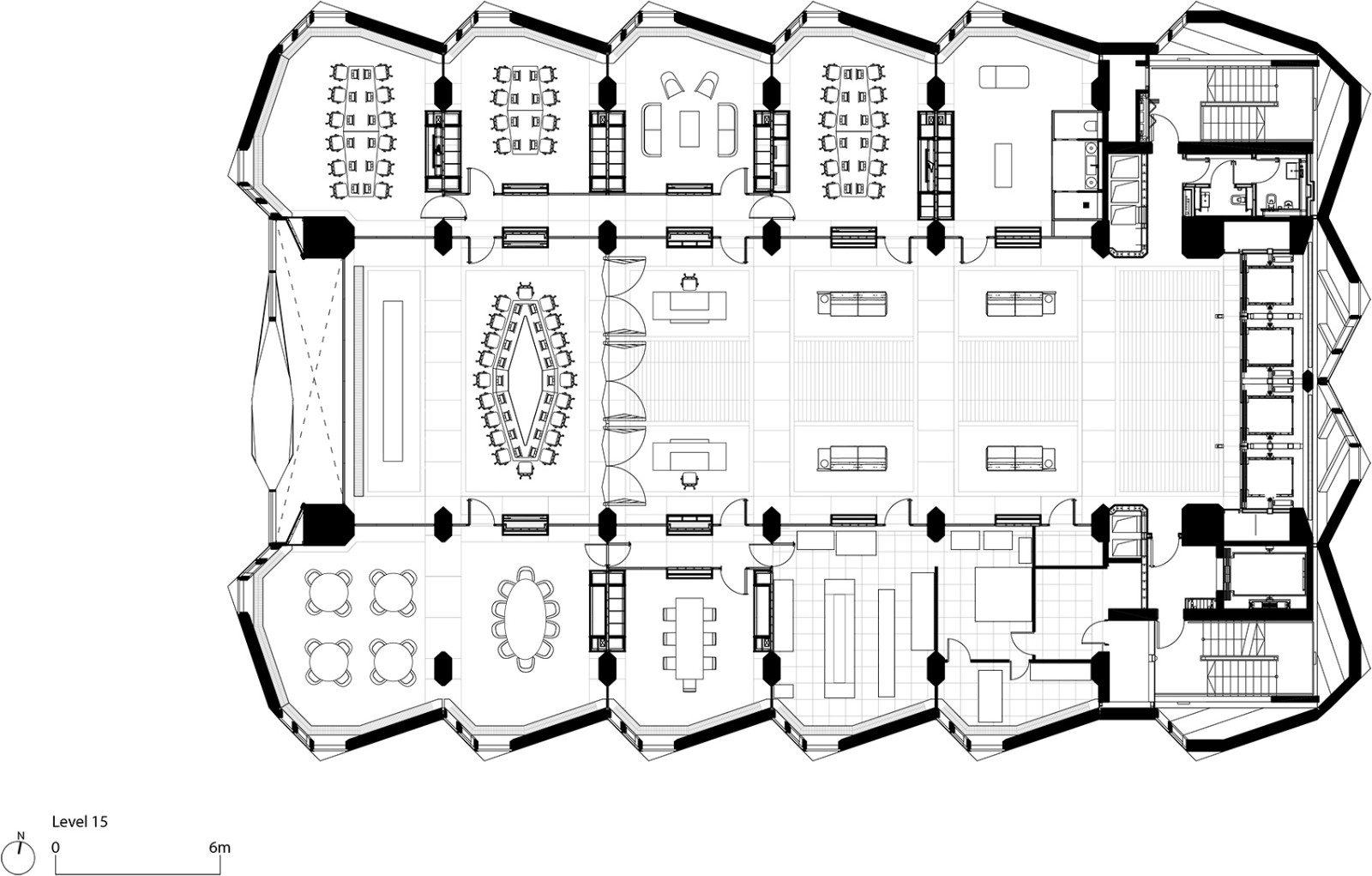 创新型总部办公楼设计会议层平面图